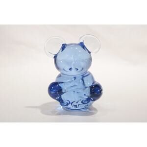 Blue Glass Koala Teddy Panda Bear Small Paperweight Cottagecore MCM